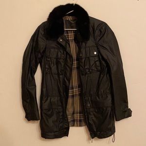 Belstaff made in Italy waxed cotton jacket with mink collar size 38 (xs/s)